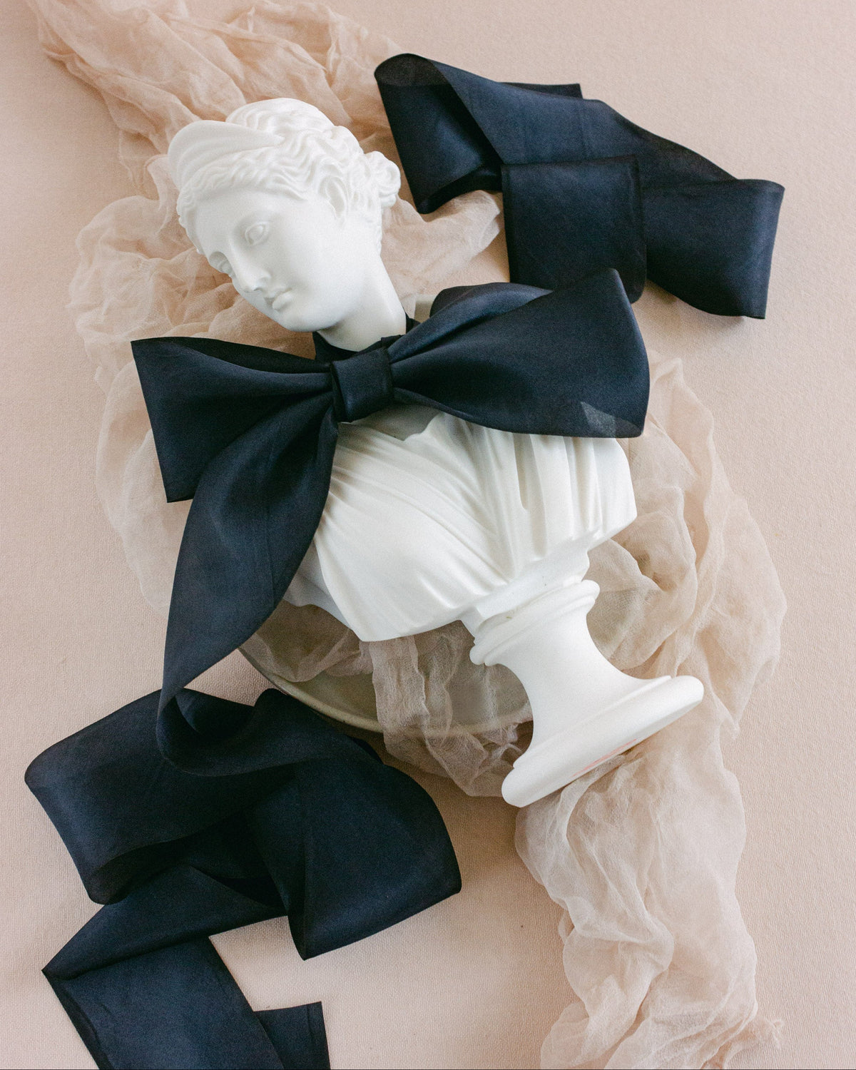 Midnight Black Silk Ribbon – Luxury Ribbon for Wedding Invitations 