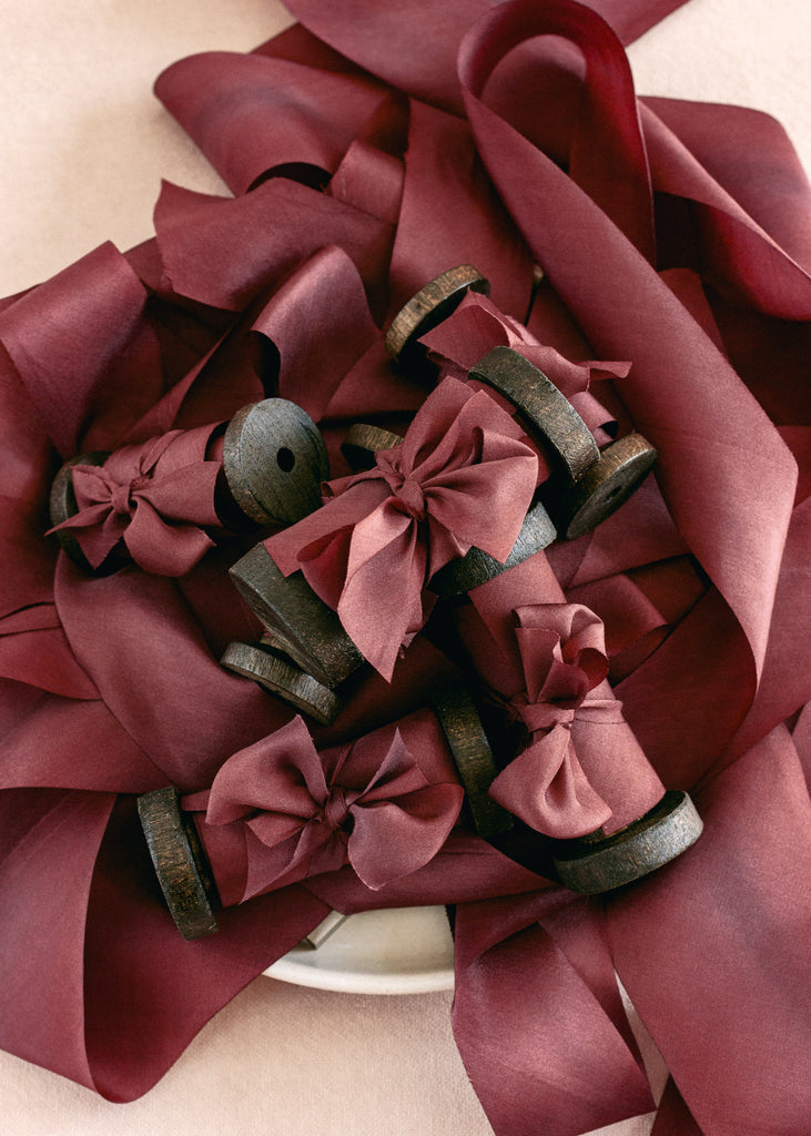 burgundy silk ribbon for christmas and wedding details