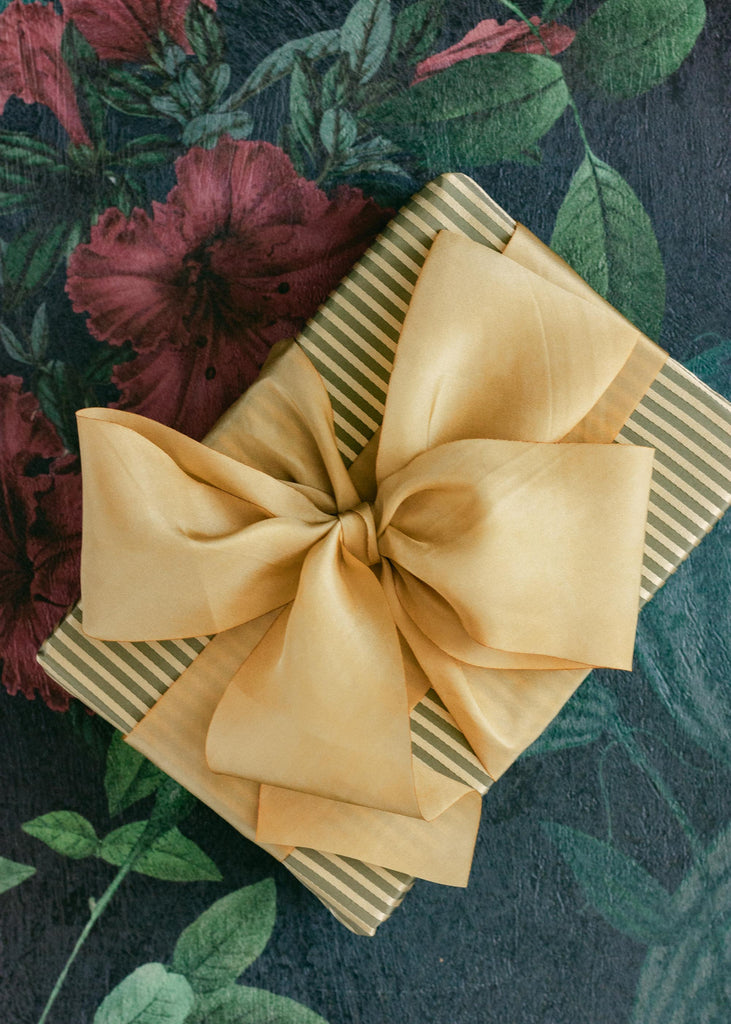 Antique gold silk christmas ribbon for gift wrapping