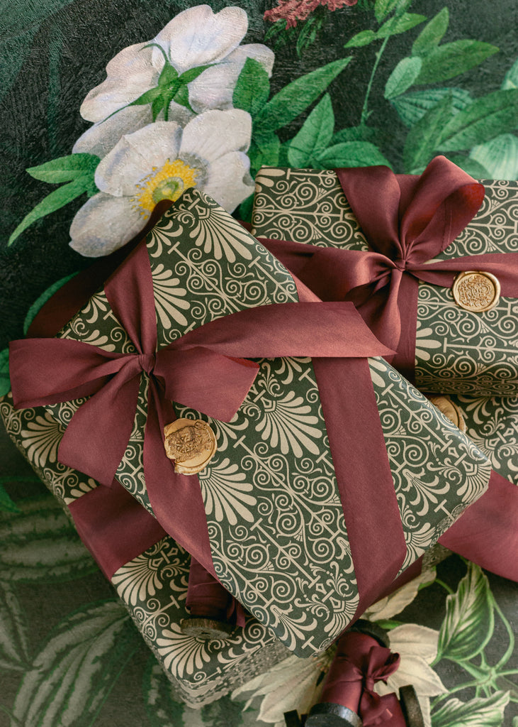 maroon ribbon for holiday wrapping and gifts