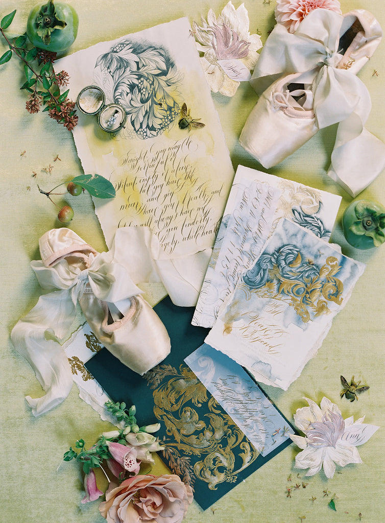 Ecru silk ribbon for wedding invitation