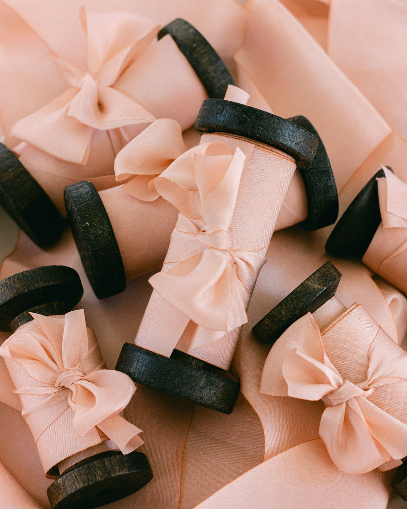 Peach Ribbons Peach Silk Ribbon – 100% Silk for Elegant Wedding Invitations – Lustre ...