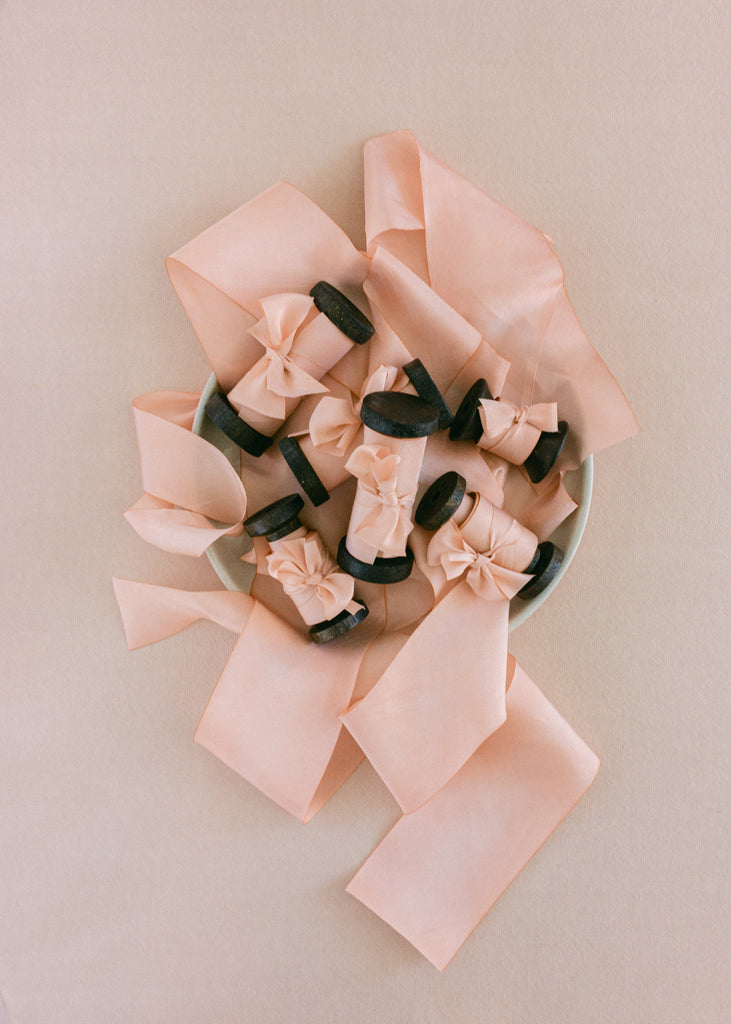 hand dyed peach silk ribbon for baby shower