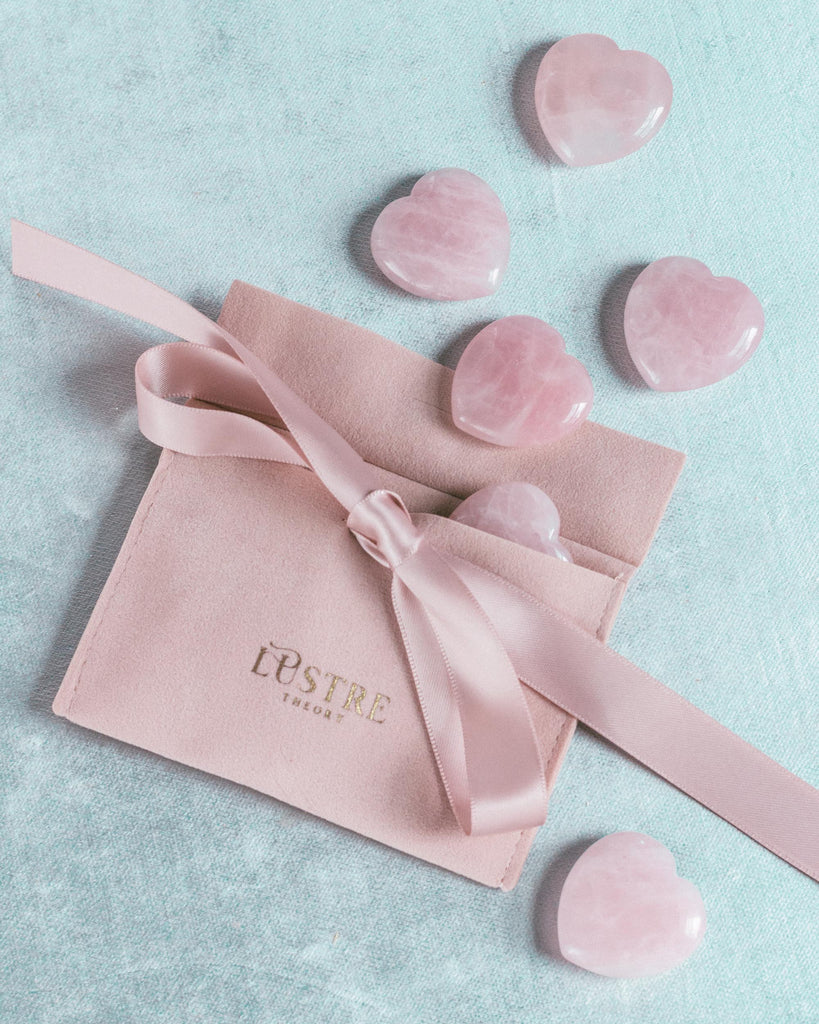 polished rose quartz heart worry stones for gifting and healing