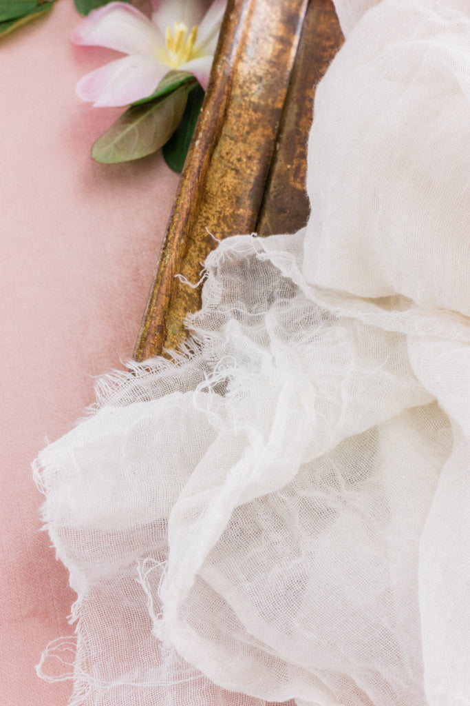 Gauzy Wedding fabric for flat lay kit