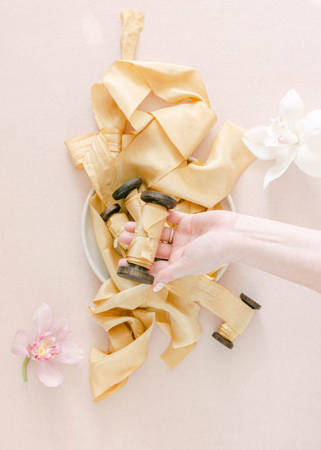 Antique Gold Silk Ribbon for wedding