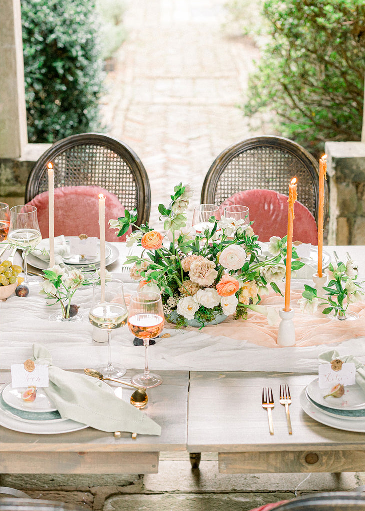 white sheer table runner for wedding design